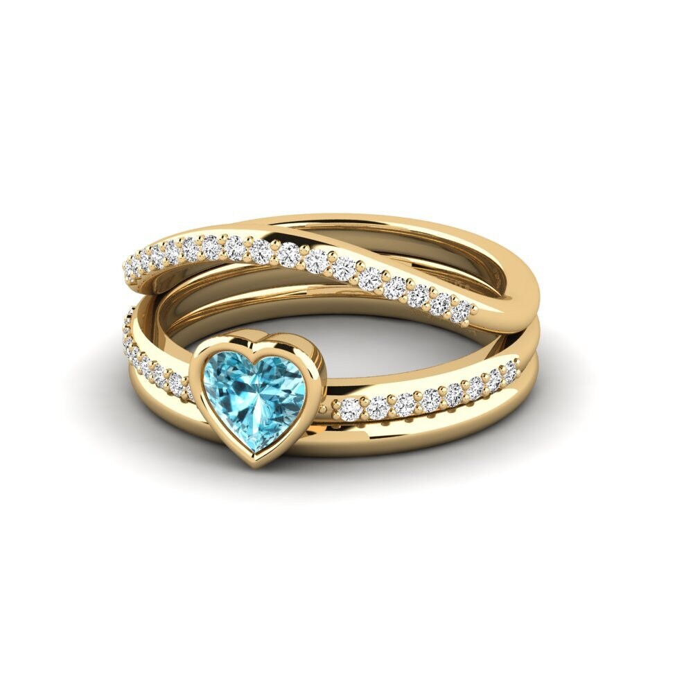 Corazón Circón Azul Anillo Glin - SET