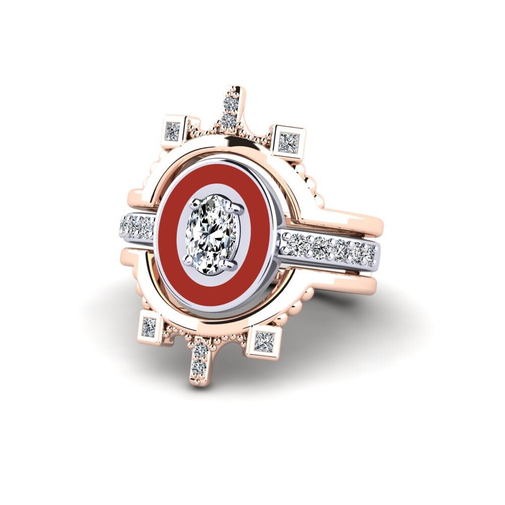 375 Rot & Weißgold Ring Harweaa - SET