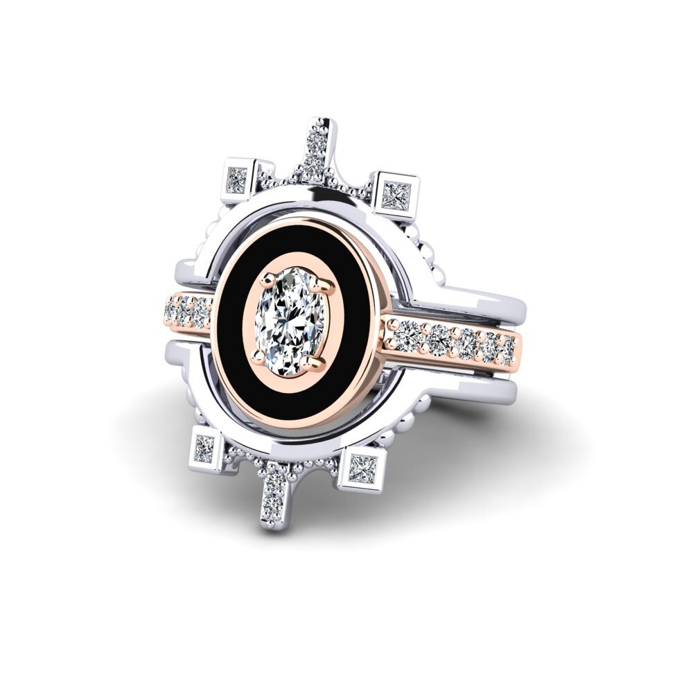 Or Blanc & Rose14k Bague Harweaa - SET