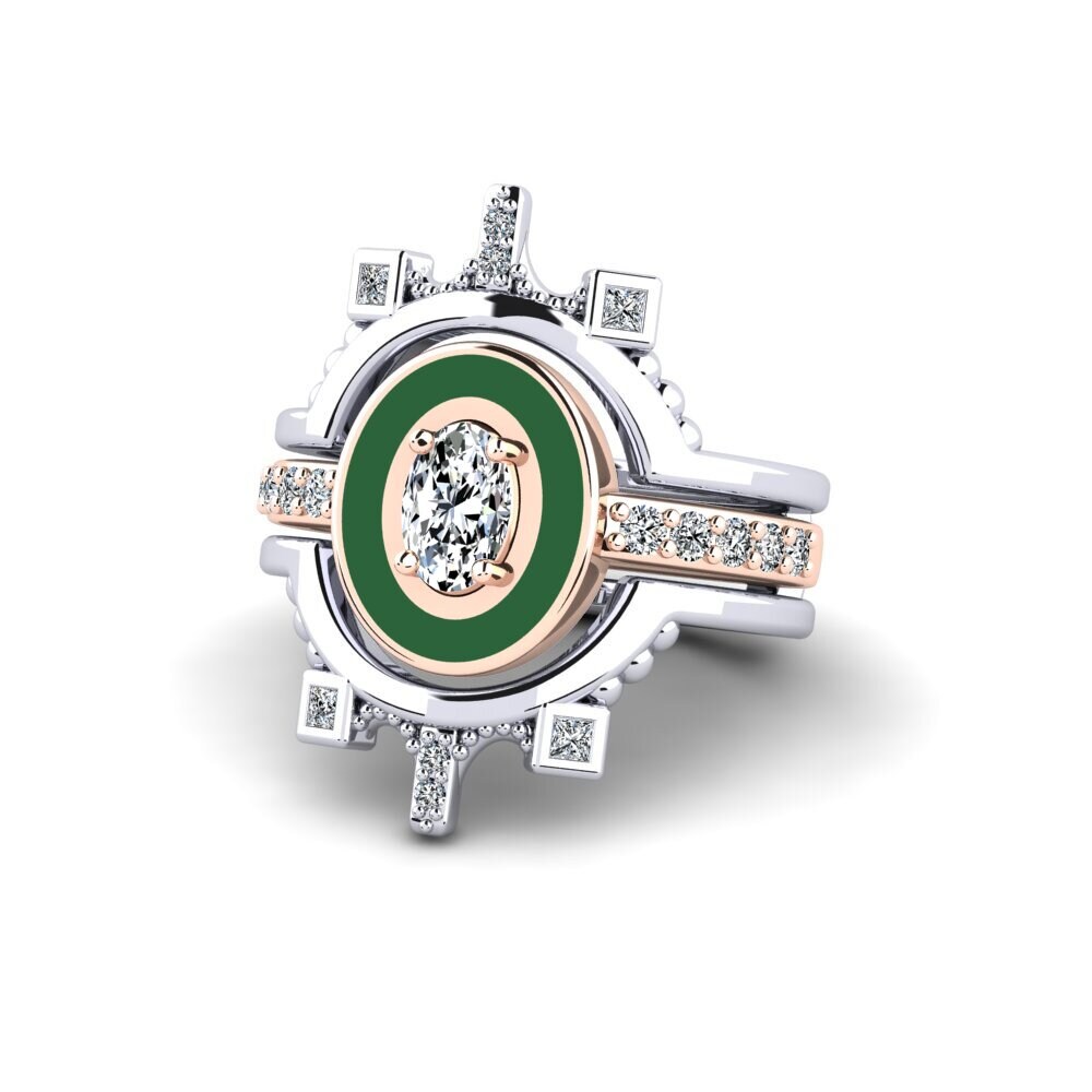 585 Weiß & Rotgold Ring Harweaa - SET