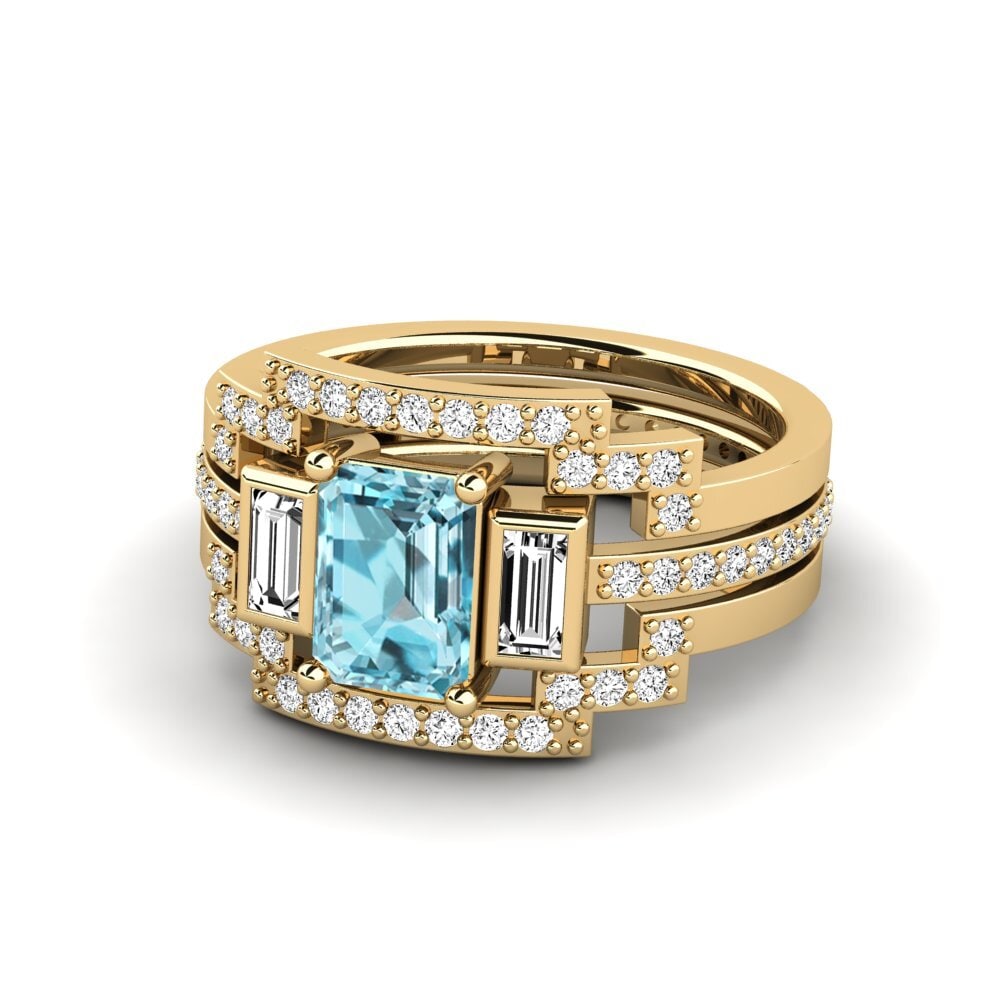 Blue Zircon Ring Honat - SET
