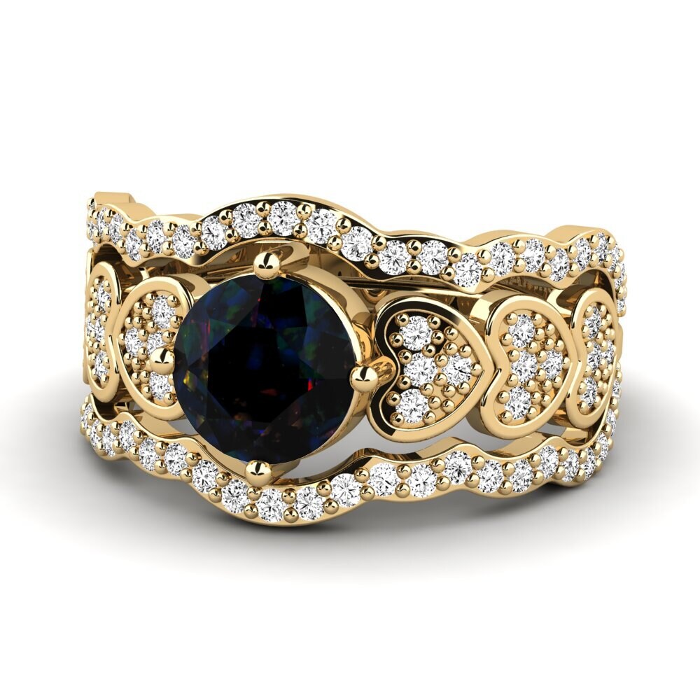 Opalo Negro Anillo Jailenden - SET