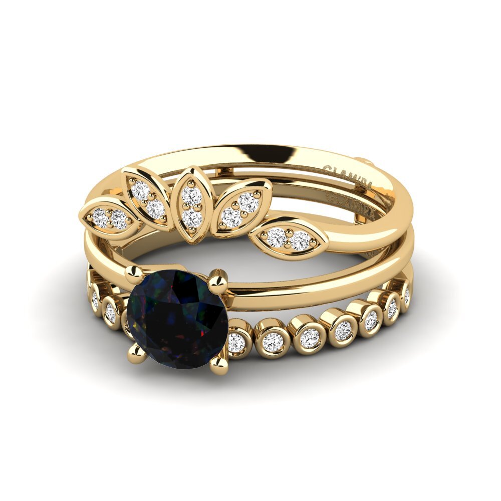 Opalo Negro Anillo Jenli - SET