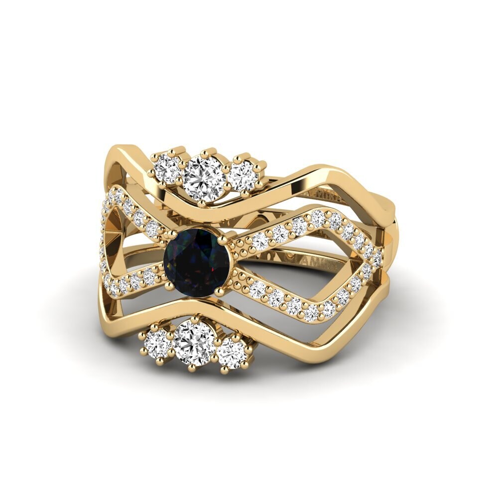 Opalo Negro Anillo Kamila - SET