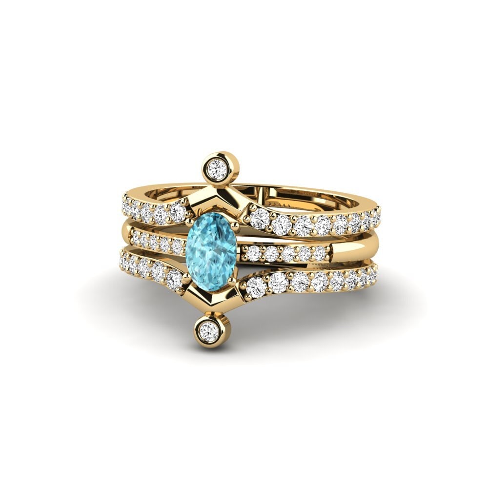 Blue Zircon Ring Korn - SET