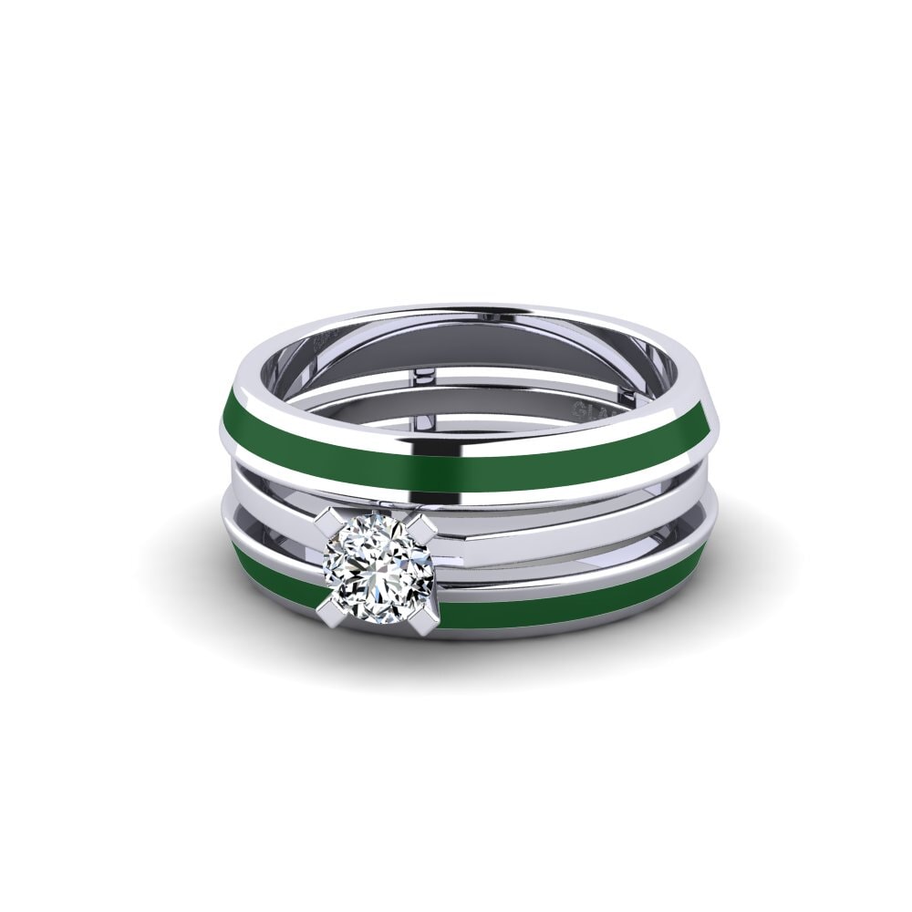 White Silver Ring Kyndry - SET