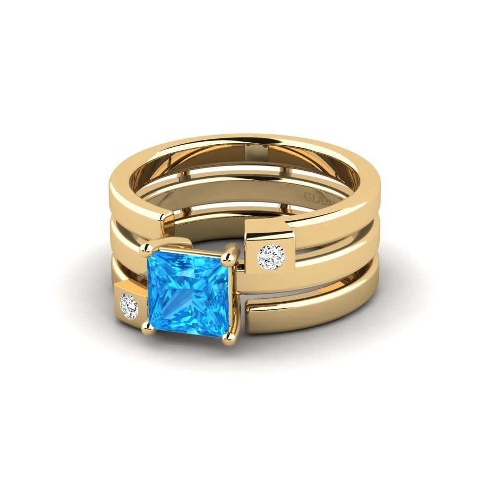 Princesa Topacio azul Anillo Leal - SET