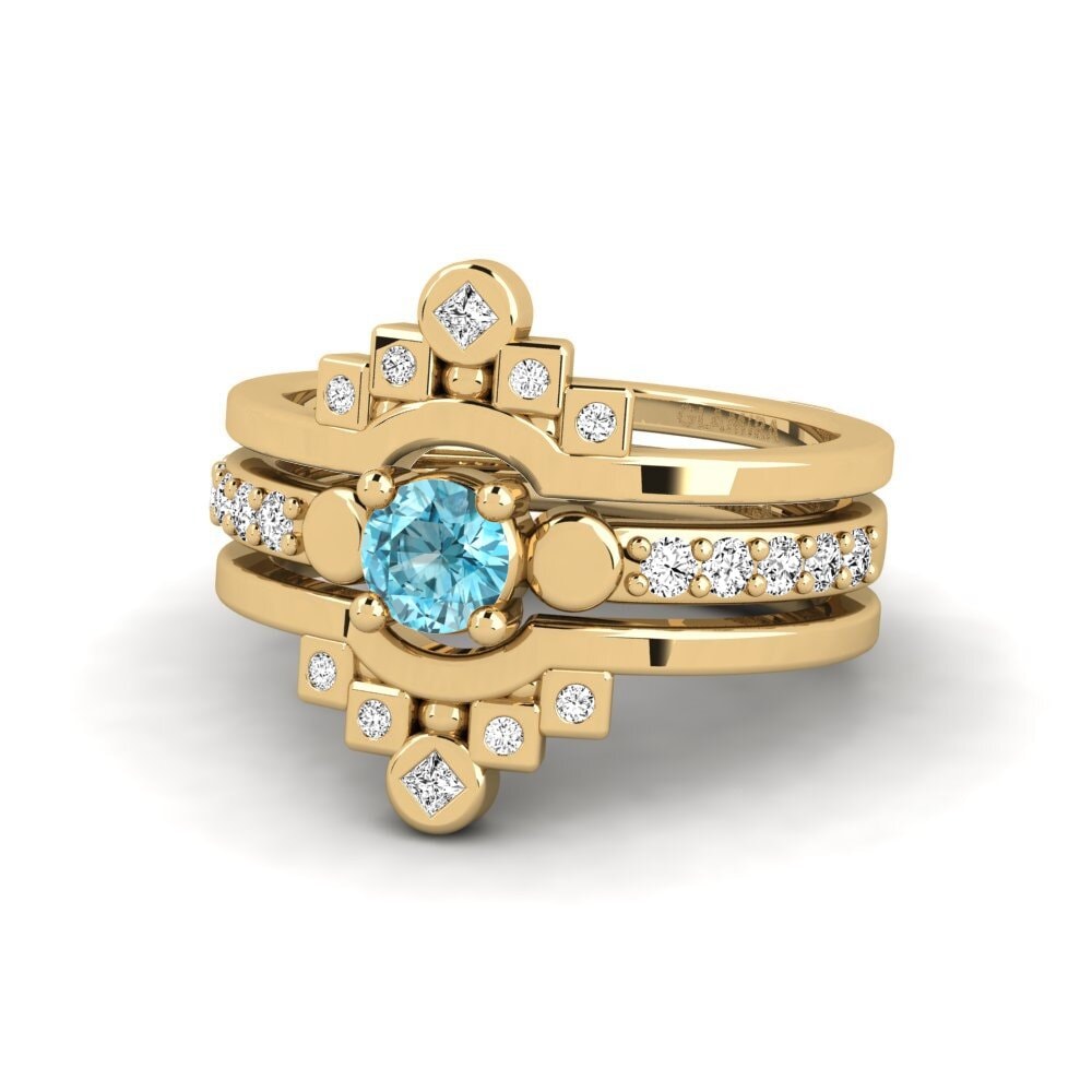 Blue Zircon Ring Lmelania - SET