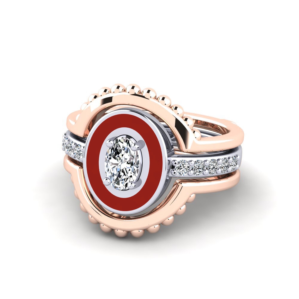 375 Rot & Weißgold Ring Lmingea - SET