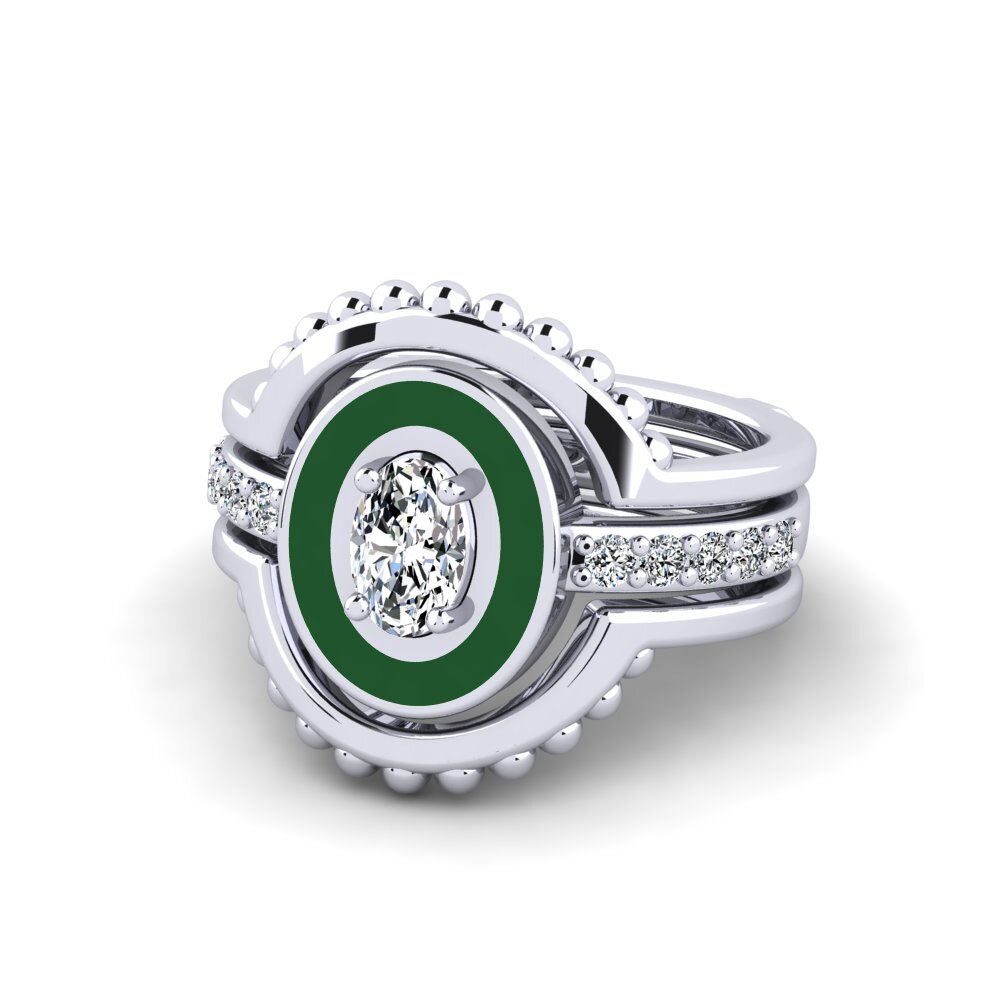 White Silver Ring Lmingea - SET