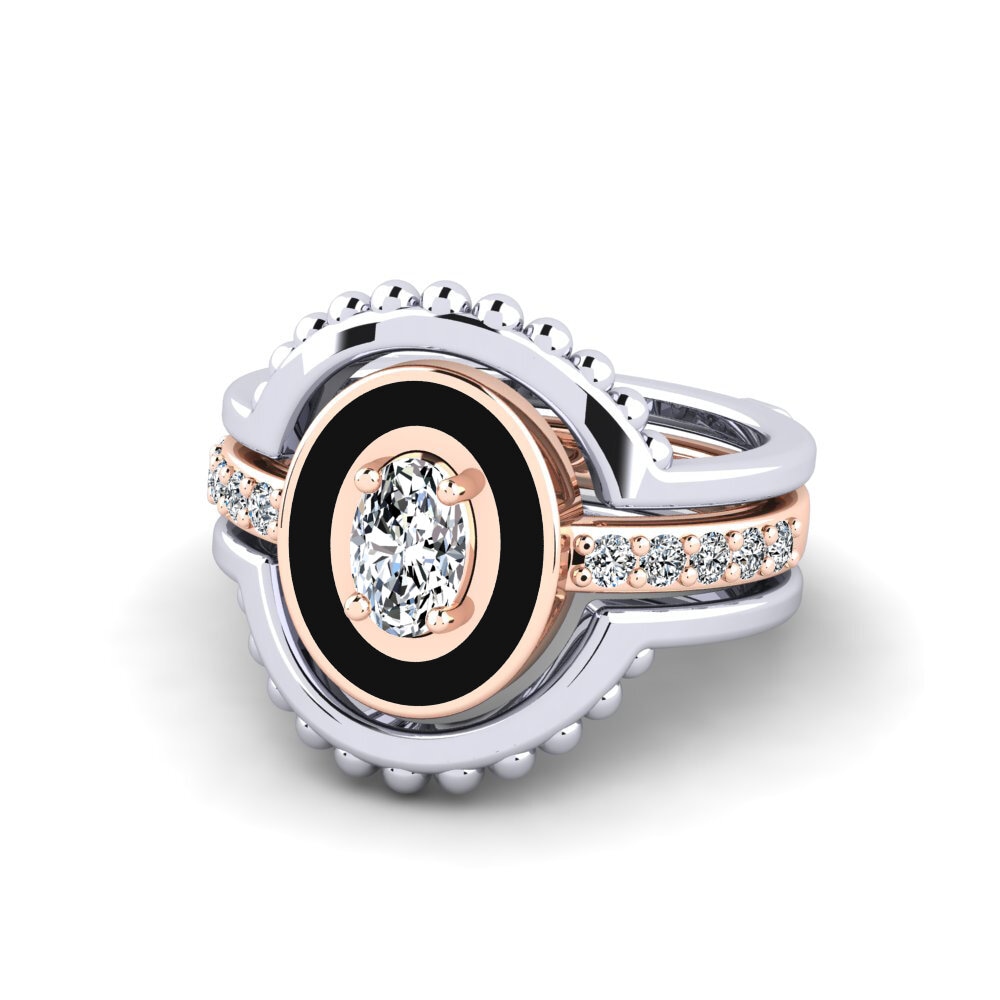 Or Blanc & Rose14k Bague Lmingea - SET