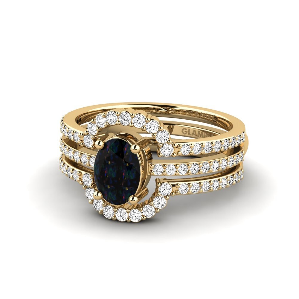 Opalo Negro Anillo Memedr - SET