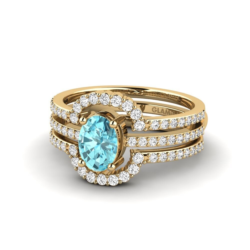 Blue Zircon Ring Memedr - SET