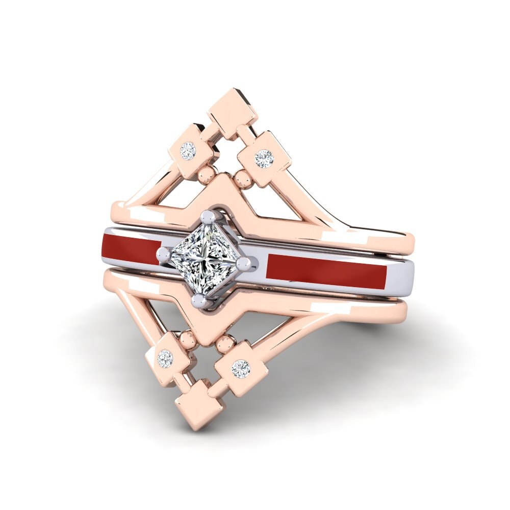 375 Rot & Weißgold Ring Nerwyrsa - SET