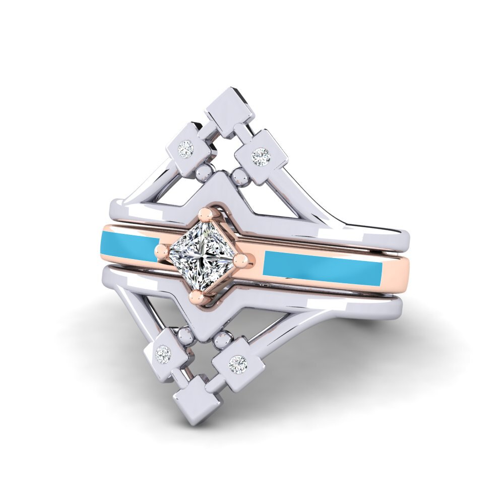 375 Weiß & Rotgold Ring Nerwyrsa - SET