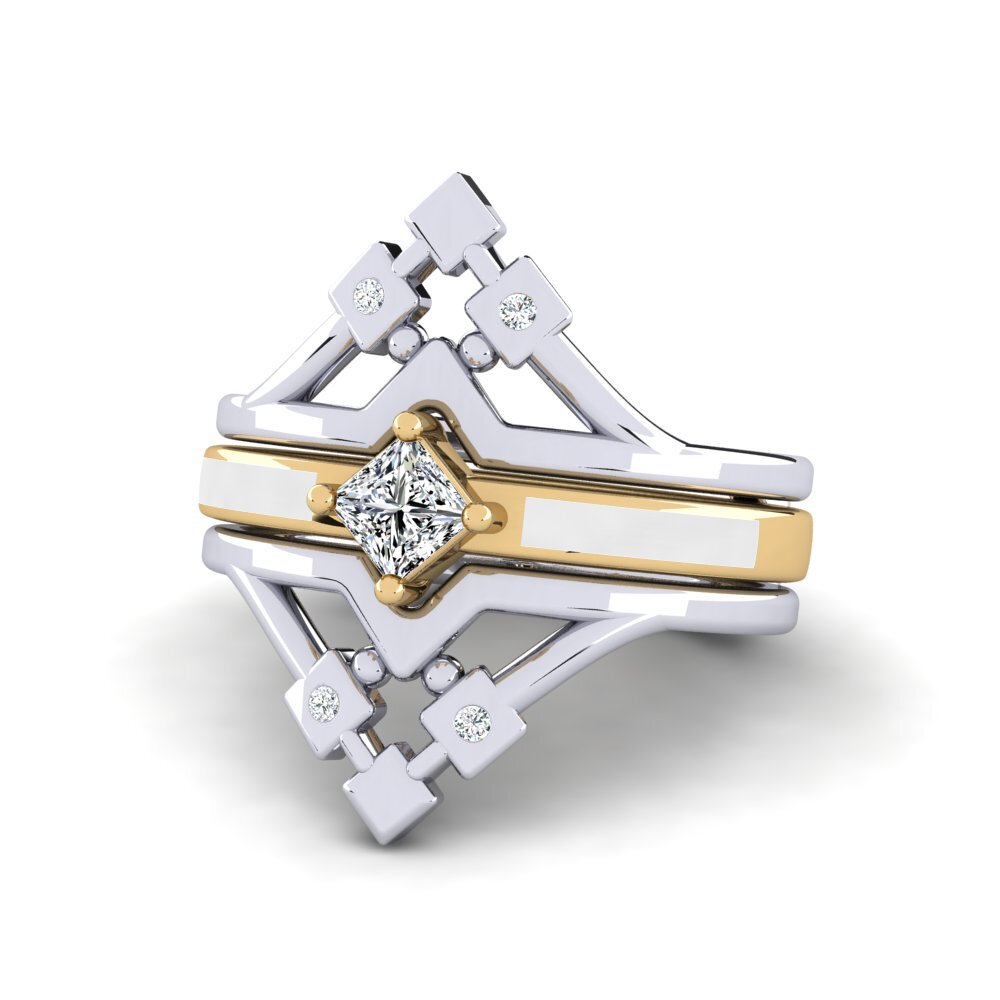 375 Weiß & Gelbgold Ring Nerwyrsa - SET