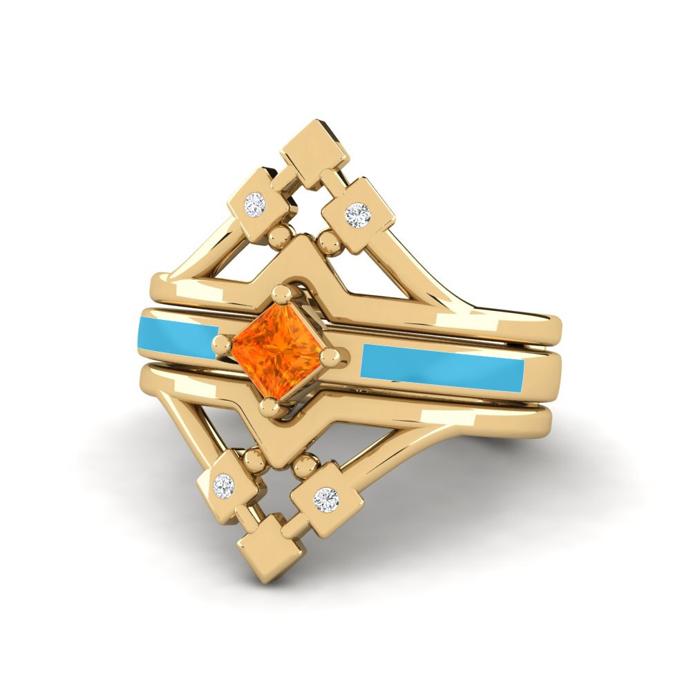 Orangefarbener Saphir Ring Nerwyrsa - SET