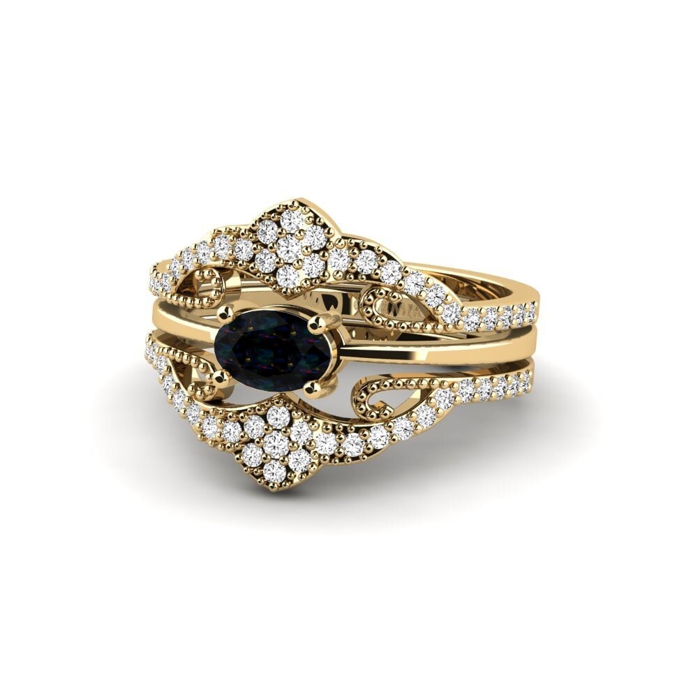 Opalo Negro Anillo Newom - SET