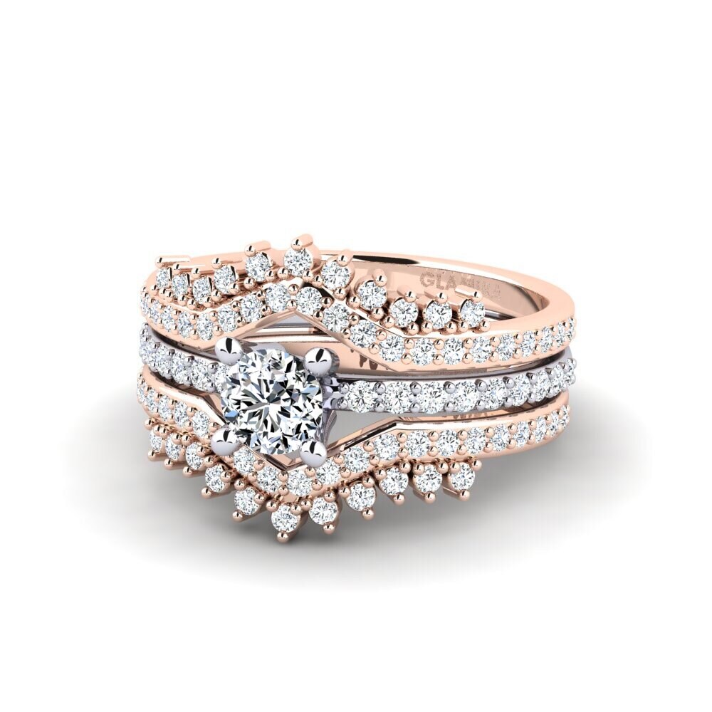 9k Oro Rosa & Blanco Anillo Nodes - SET