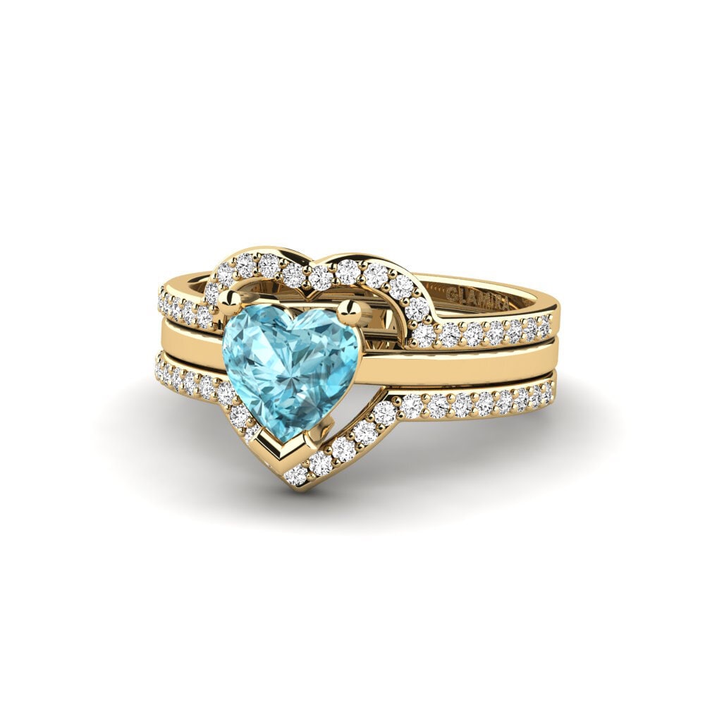 Corazón Circón Azul Anillo Ofongu - SET
