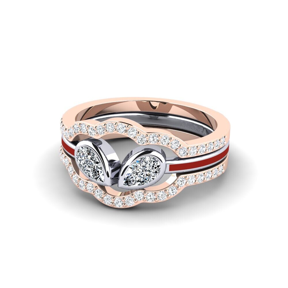 375 Rot & Weißgold Ring Snene - SET