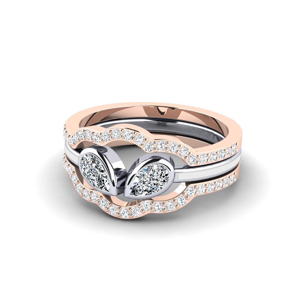 585 Rot & Weißgold Ring Snene - SET