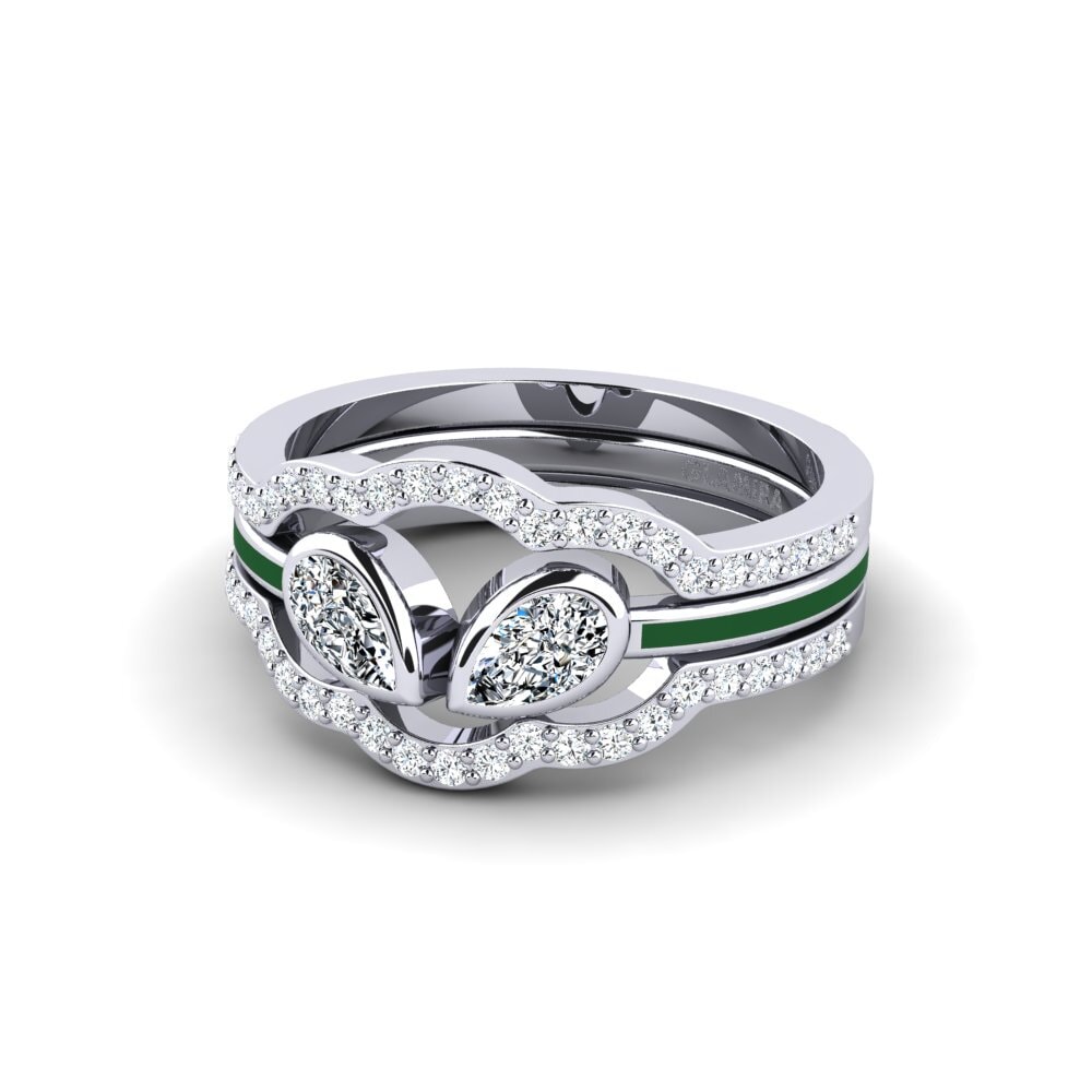 White Silver Ring Snene - SET