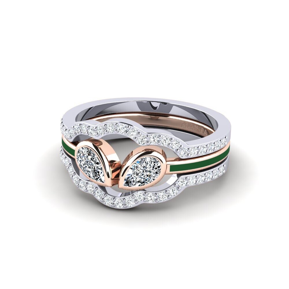585 Weiß & Rotgold Ring Snene - SET