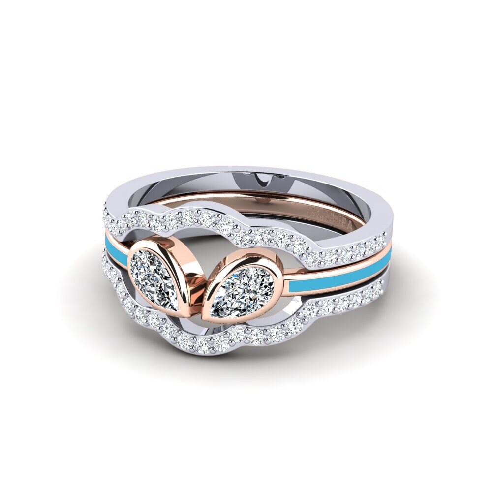 375 Weiß & Rotgold Ring Snene - SET