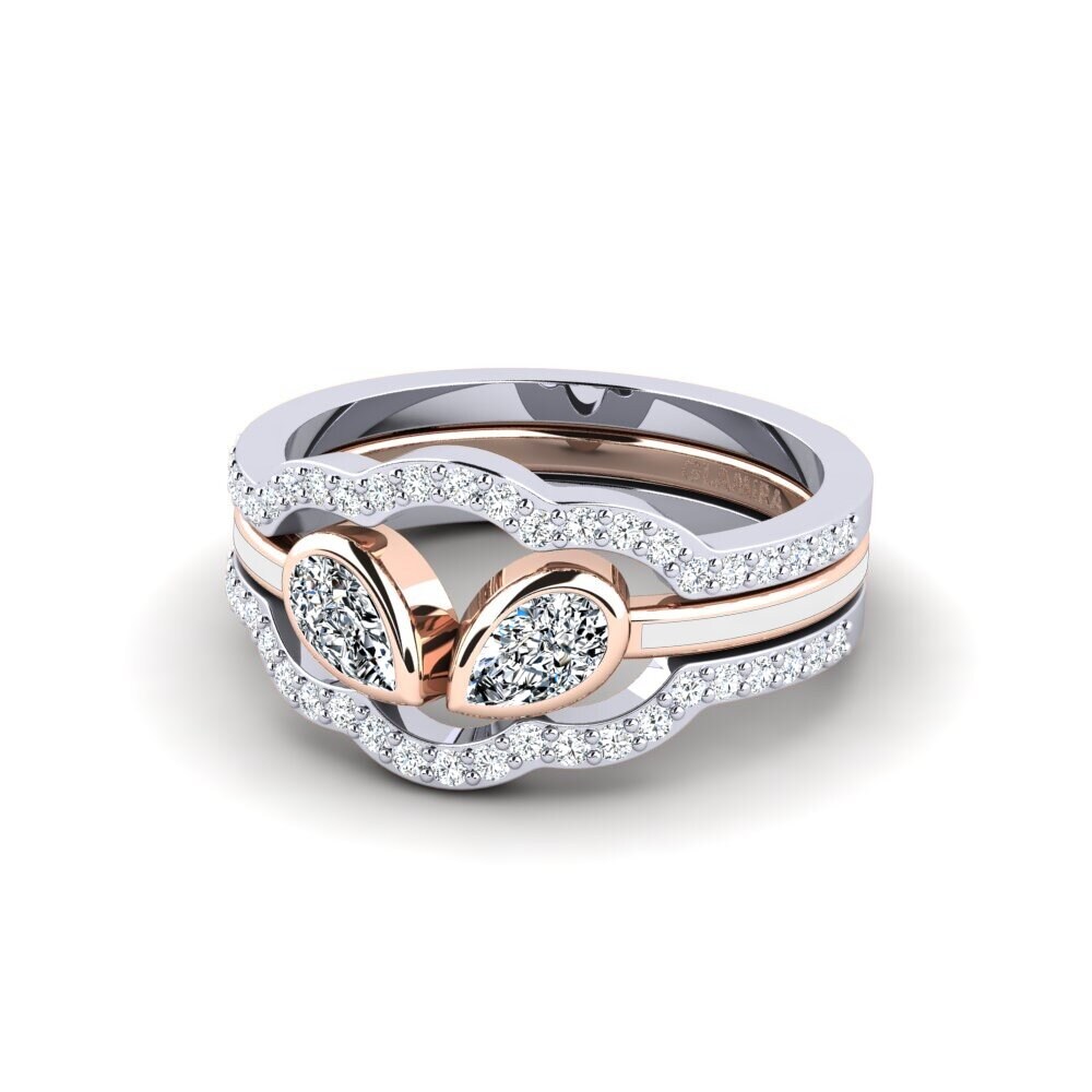 750 Weiß & Rotgold Ring Snene - SET