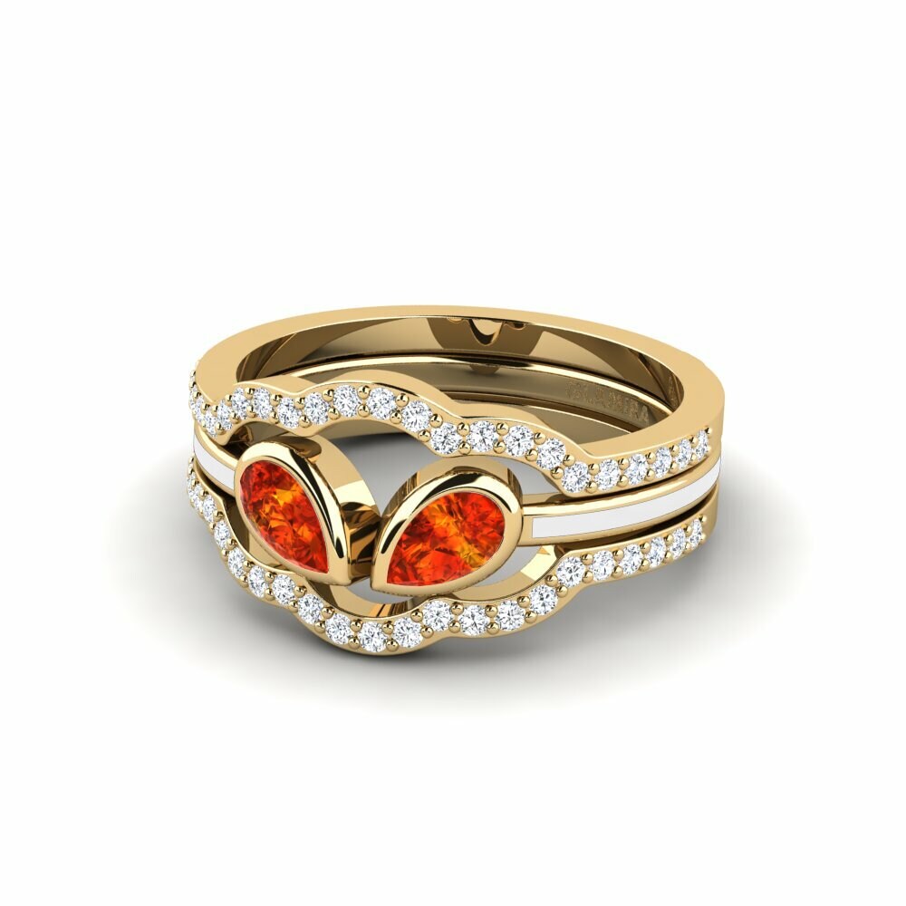 Saphir orange Bague Snene - SET