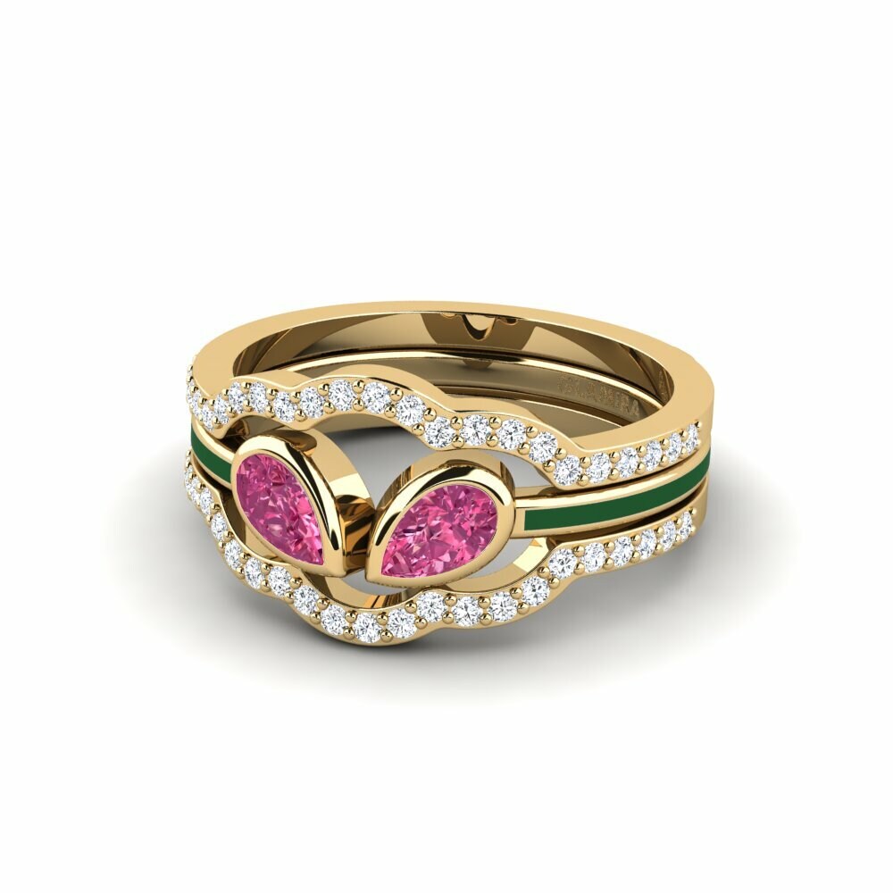 Tourmaline Rose Bague Snene - SET