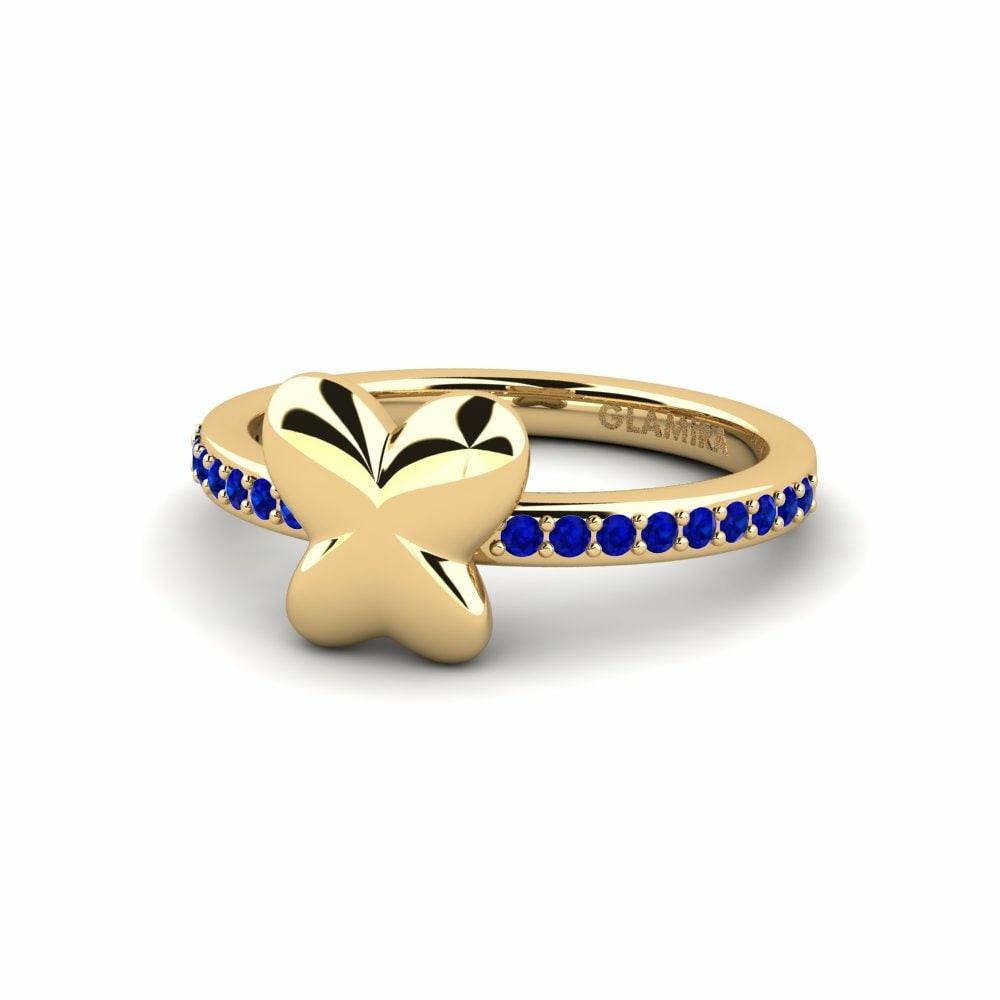 Round 0.09 Carat Symbols Sapphire 14k Yellow Gold Kid's Ring Nobill