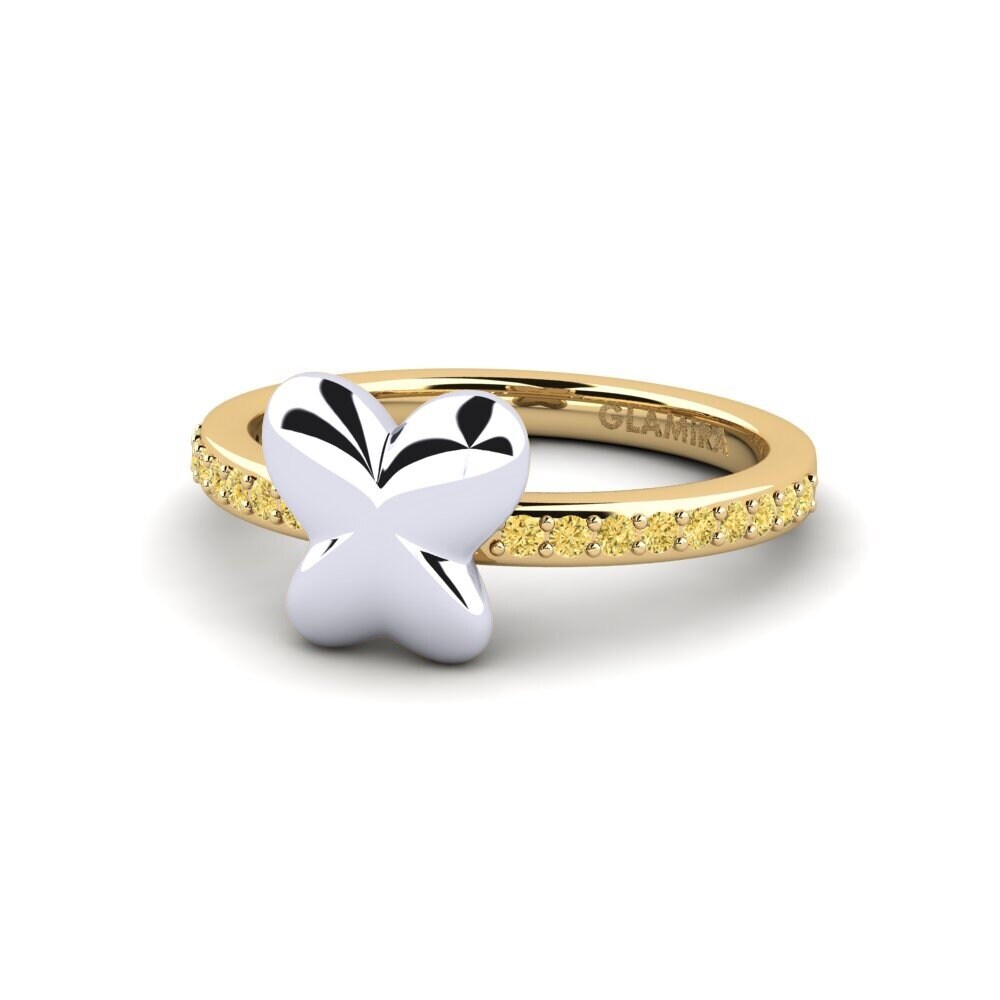18k Oro Blanco & Amarillo Diamante Amarillo Anillo para Niño Nobill