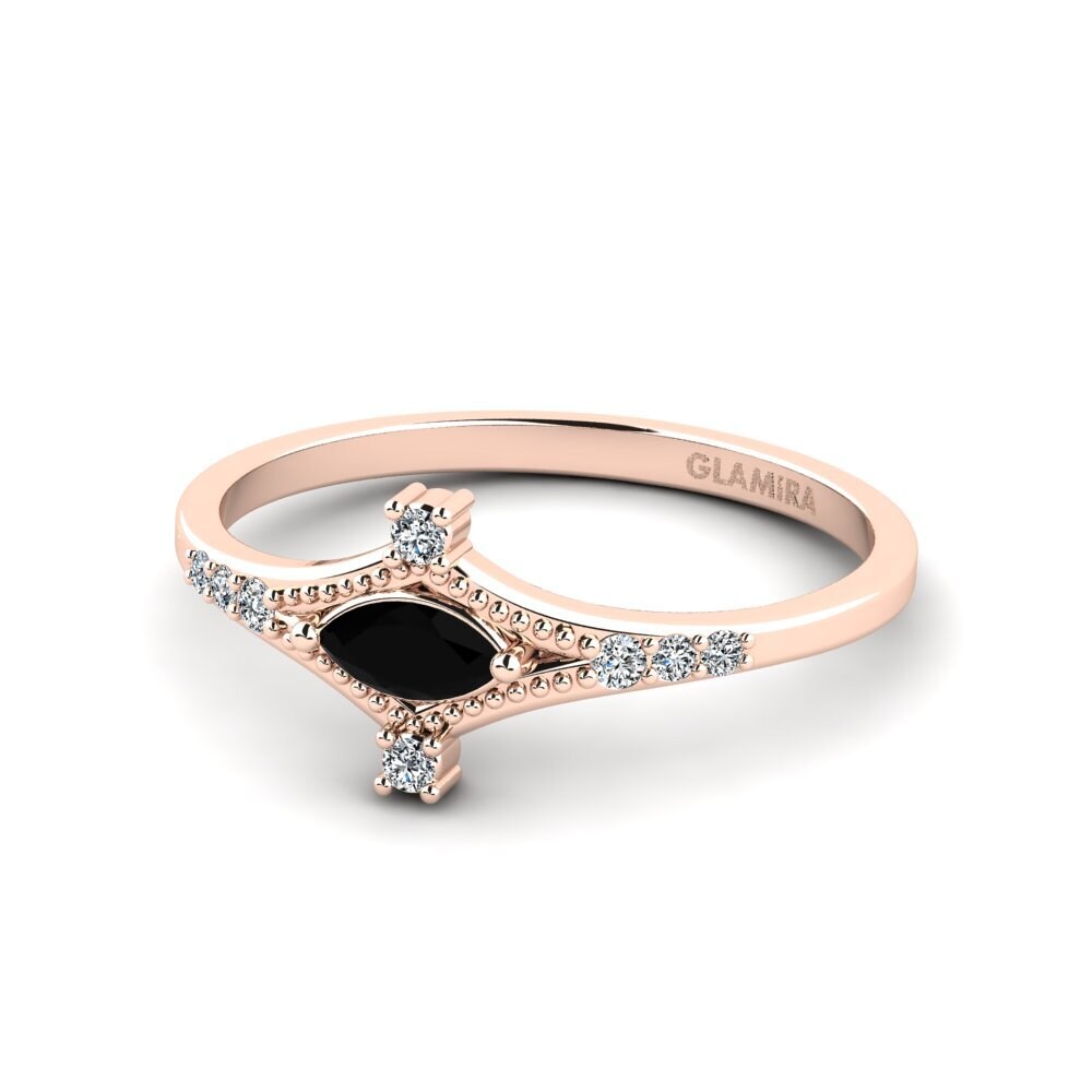 14ct Rose Gold Black Onyx Engagement Ring Obmina