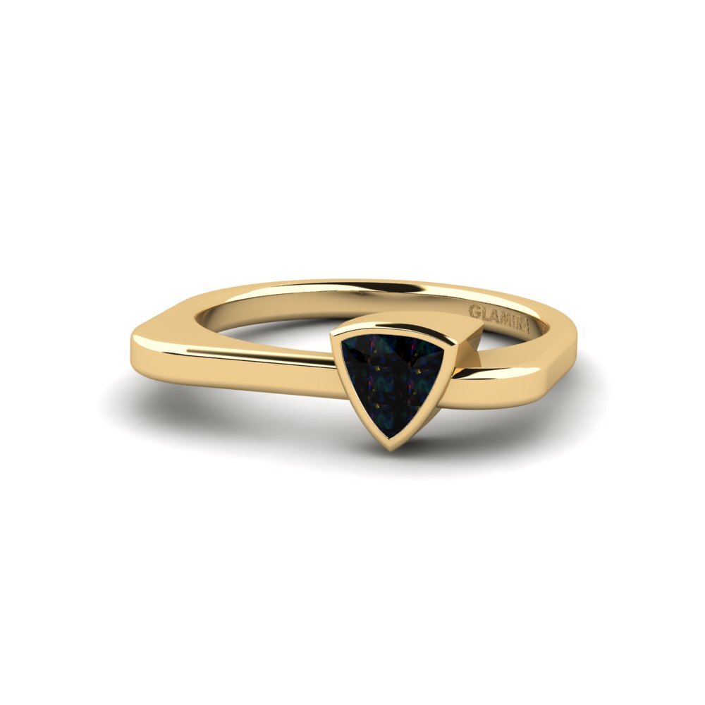 Trillion Black Opal Engagement Ring Togos