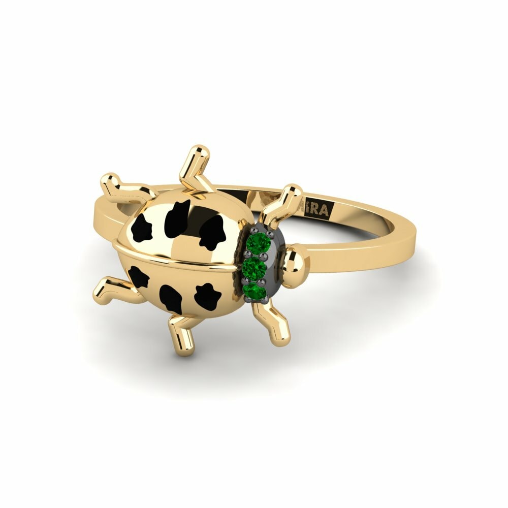 Bagues Or Jaune 18k Zircone Vert Animaux