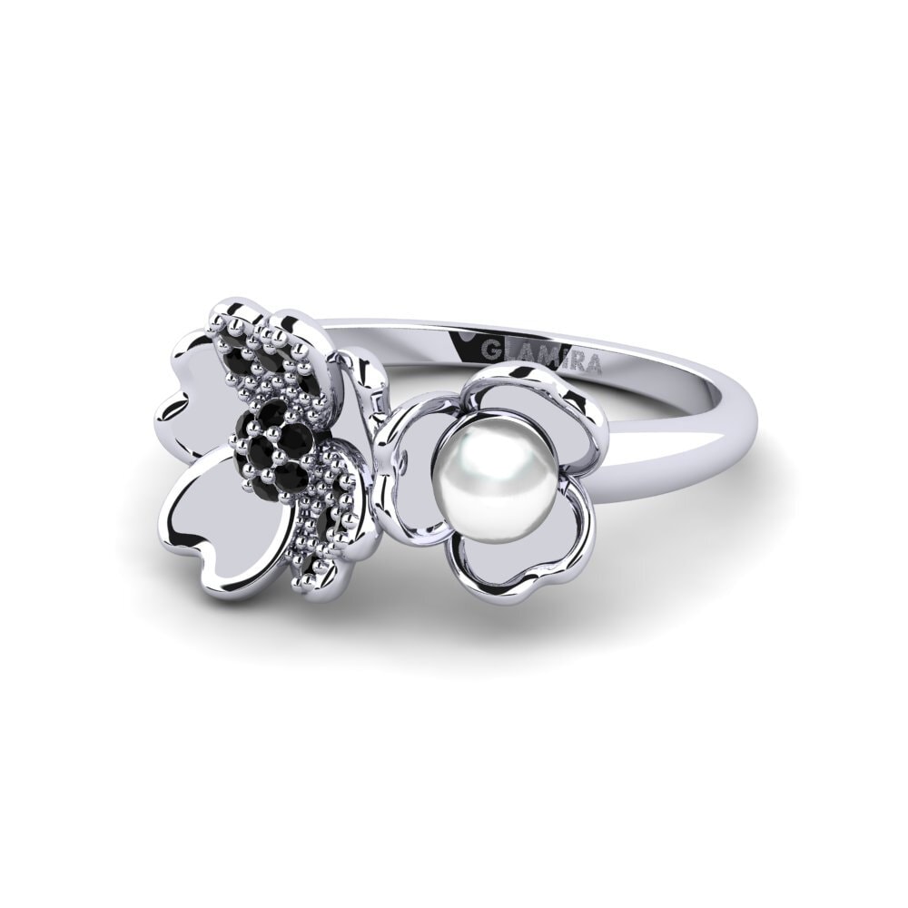 9k Oro Blanco Diamante Negro Anillo Logically