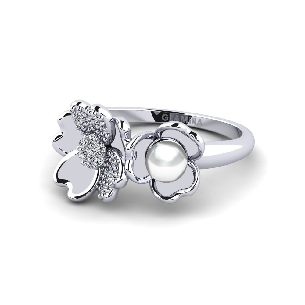 9k Oro Blanco Circonita Anillo Logically