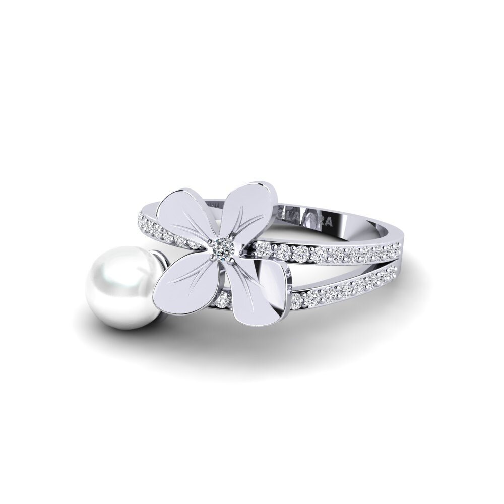 9k Oro Blanco Circonita Anillo Terrasini