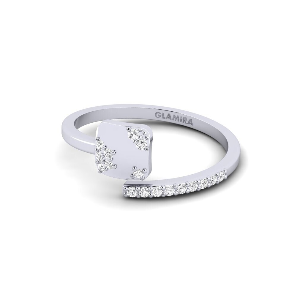 14k Oro Blanco Anillo Aparan