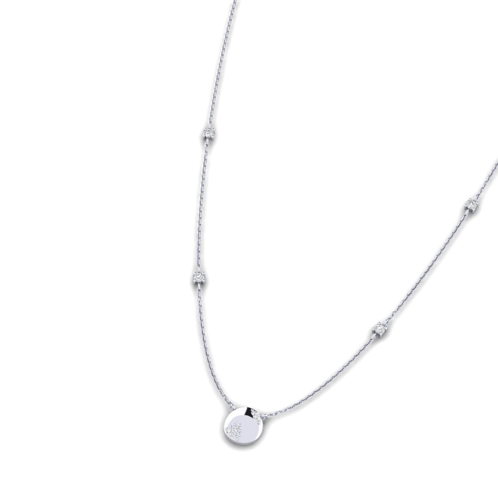14k Oro Blanco Collar de Mujer Asbasyh