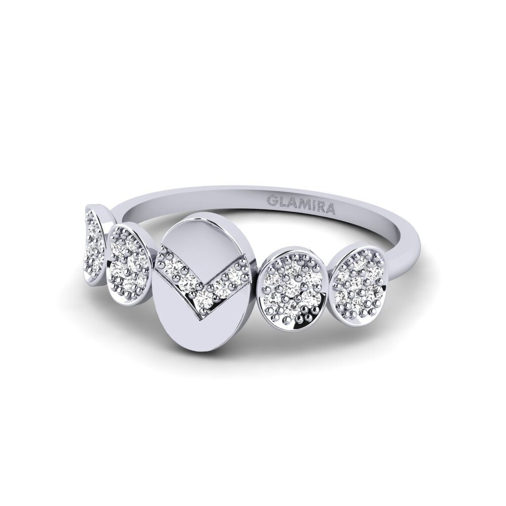 14k Oro Blanco Anillo Ayon