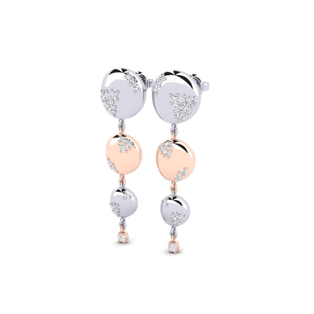14k White & Rose Gold Zirconia Women's Earring Barakhna