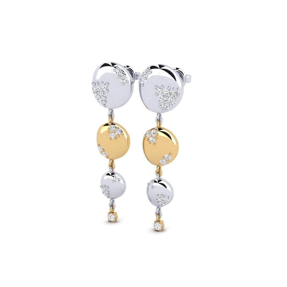 14k White & Yellow Gold Zirconia Women's Earring Barakhna