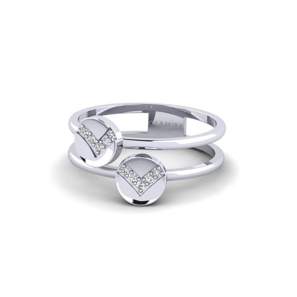 14k Oro Blanco Anillo Belitung