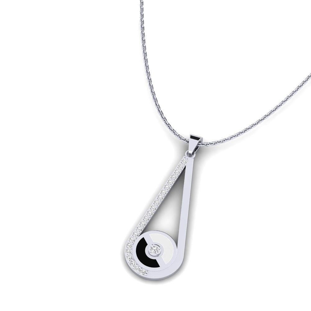 14k Oro Blanco Colgante de Mujer Bialy