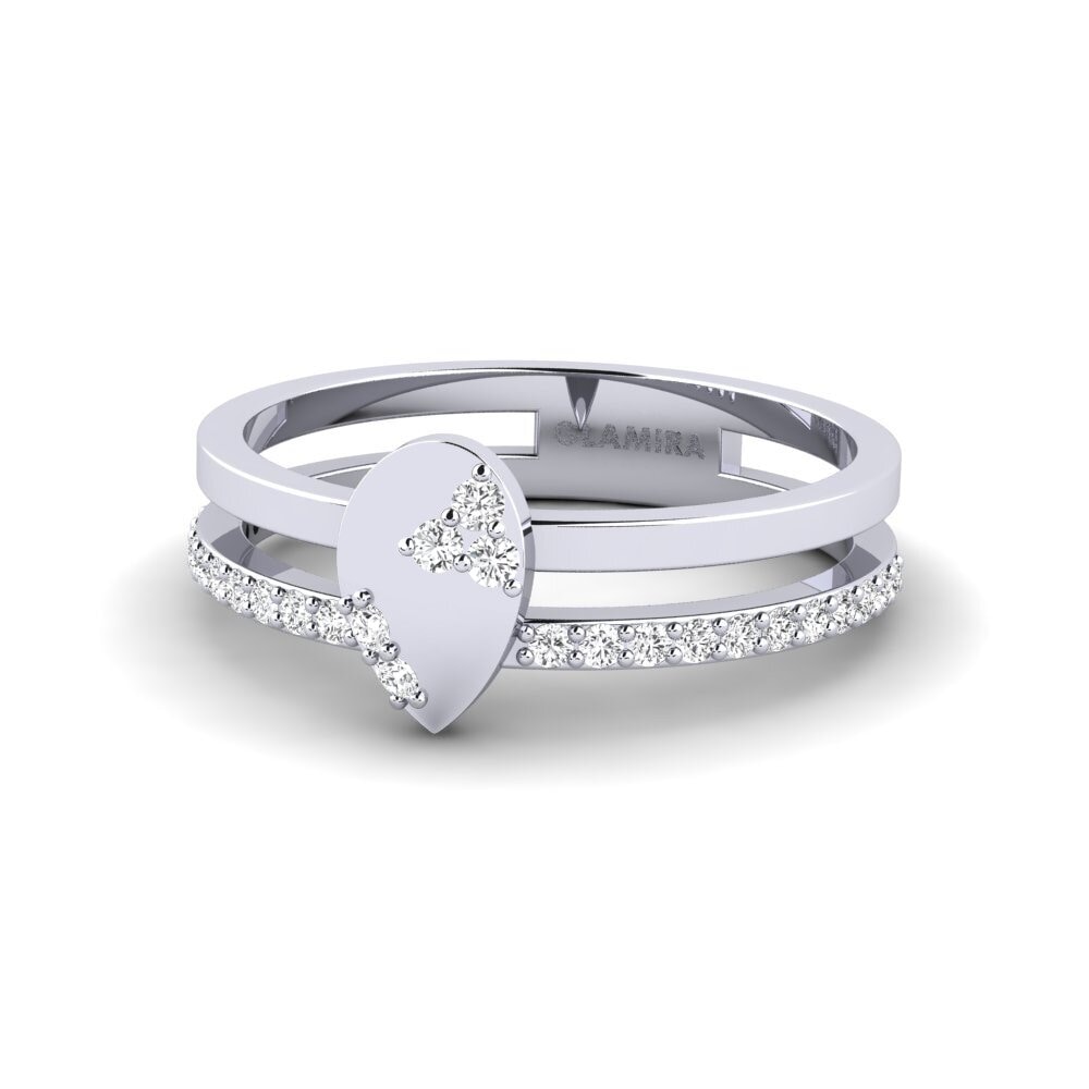 14k Oro Blanco Anillo Blomyt