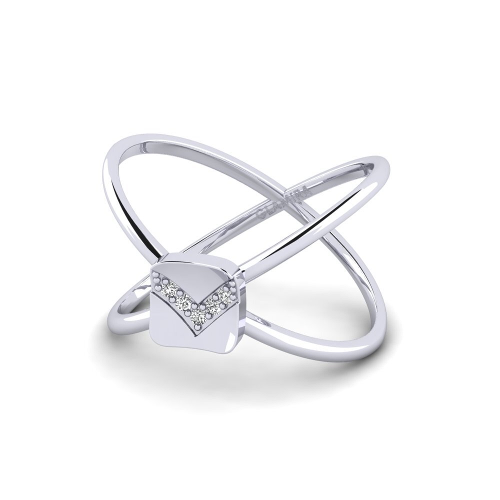 14k Oro Blanco Anillo Bromo