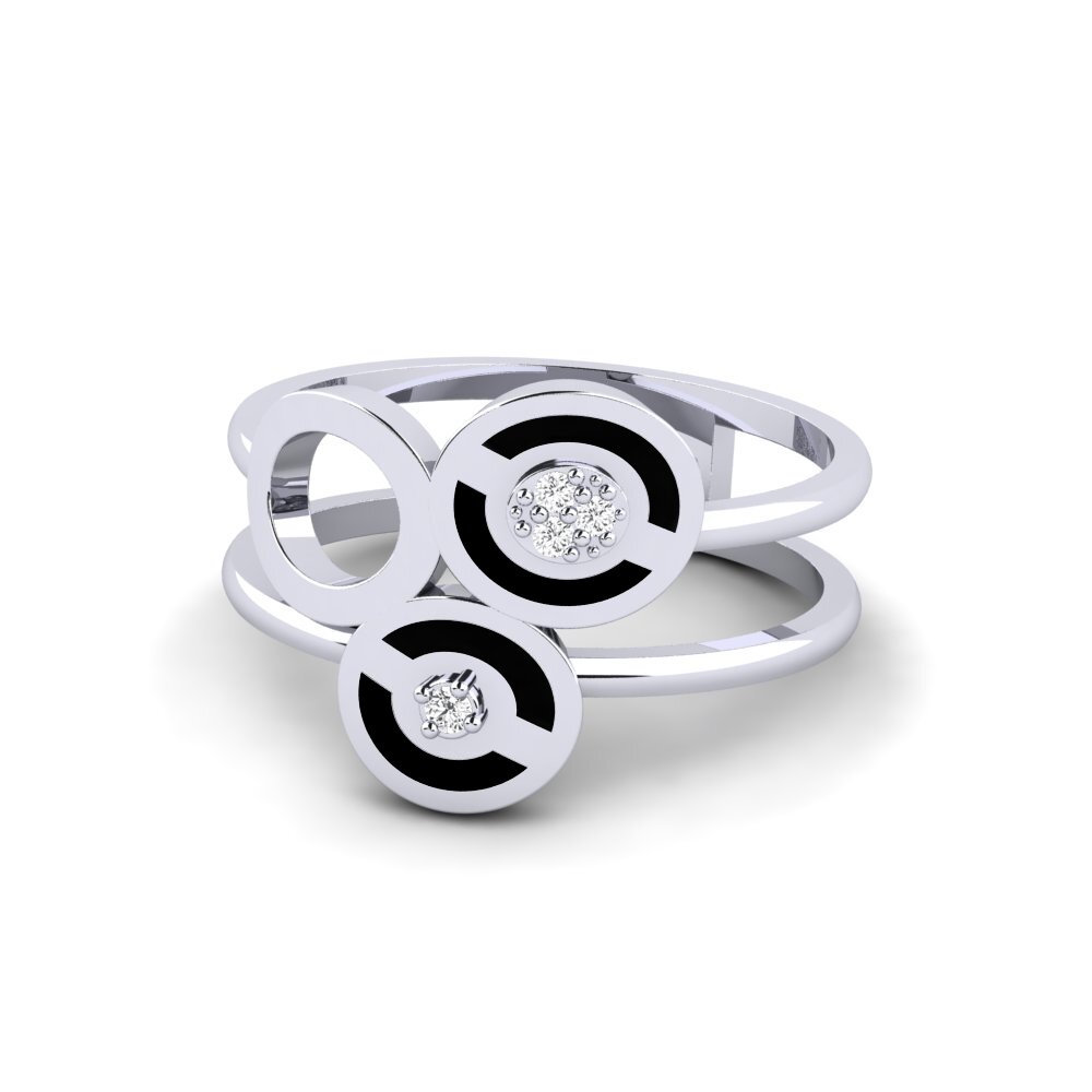 14k Oro Blanco Anillo Cinquantadue